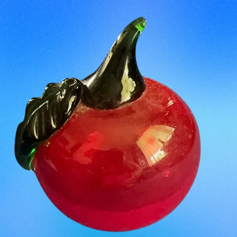 Handblown Art Glass Apple * Stem Chipped