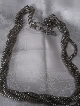Silver tone necklace 3 strands 24"