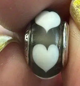 Genuine Pandora "Grey Heart" Murano Glass Bead Charm - 790666 - retired