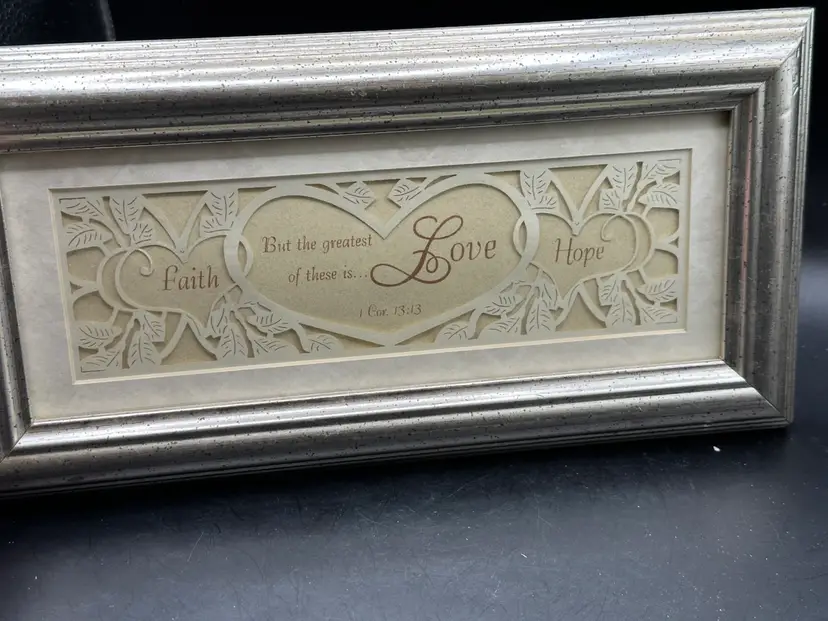 FRAMED WALL ART FAITH HOPE LOVE 12x6