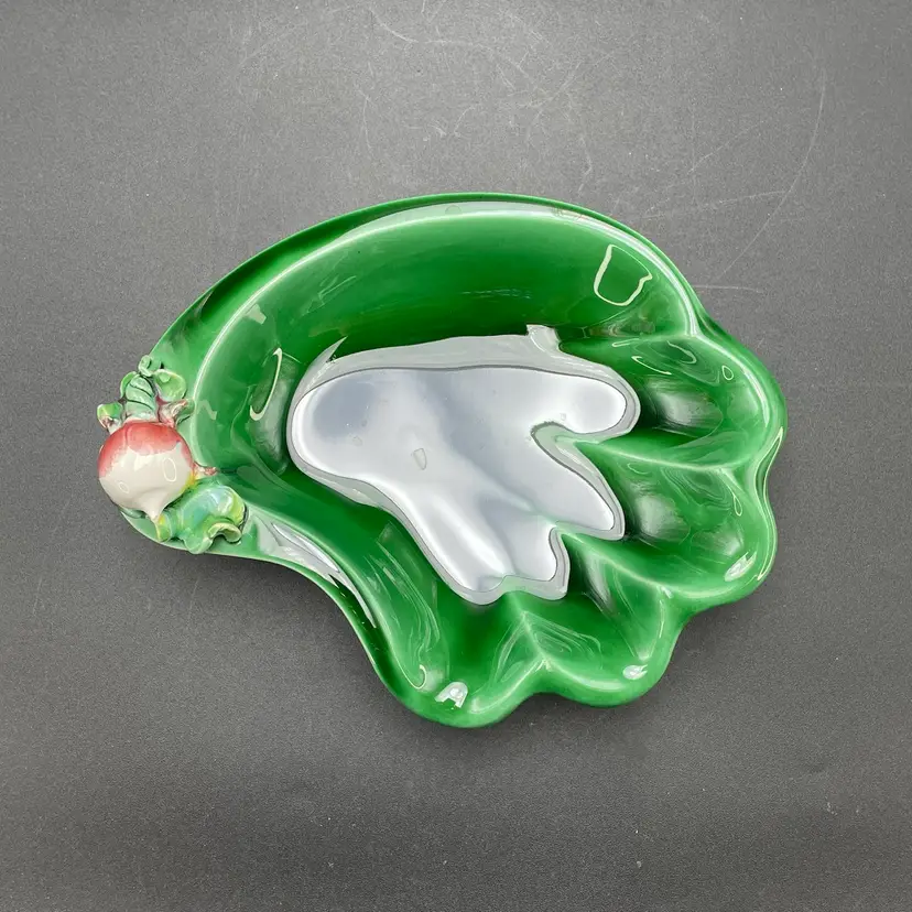 Studio Art Pottery Serving Trinket Dish Radish Turnip Vintage Handmade Signed