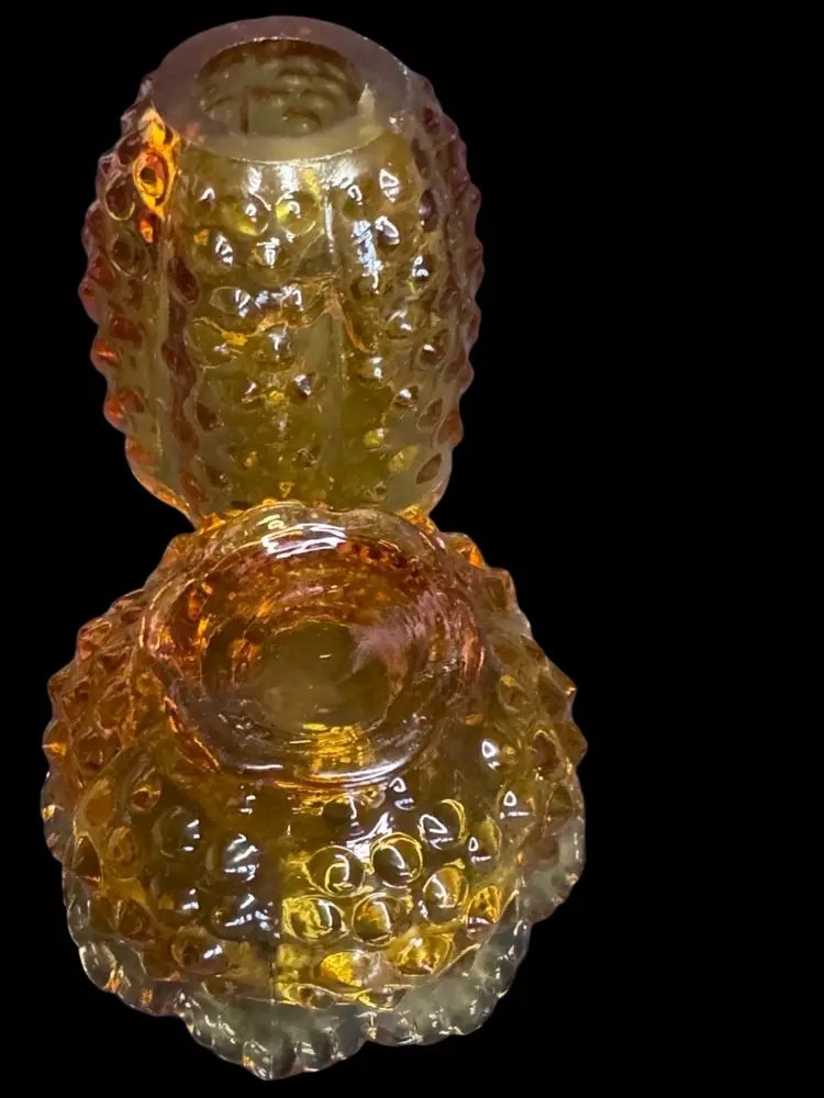 Fenton Amber Fairly Lamp Hobnail Glass Votive 4 3/4" x 3 1/4"