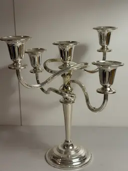 5 Light Zinc Silver Plate Twisted - Adjustable Candelabra