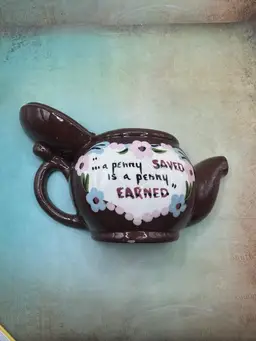 Vintage Teapot Wall Pocket Made By California Cleminsons Hand painted