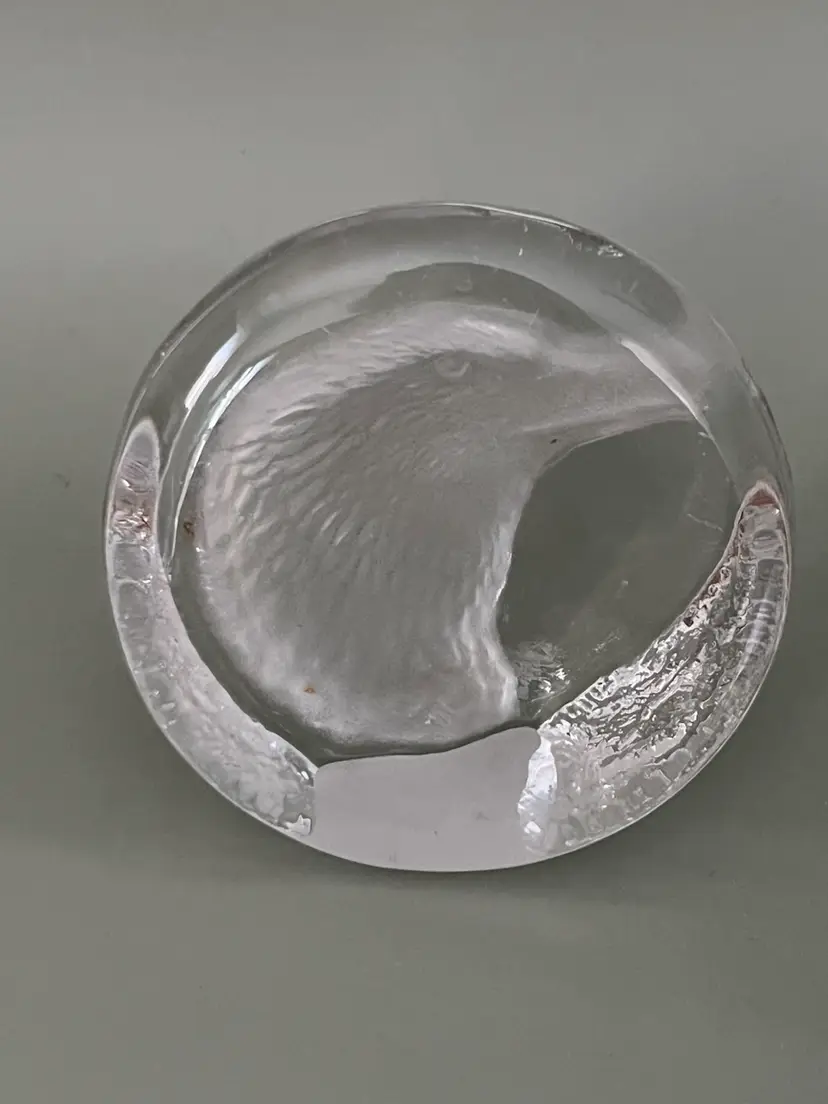 Vintage Zajecar Eagle Head 24% Lead Crystal Paperweight Made in Yugoslavia.