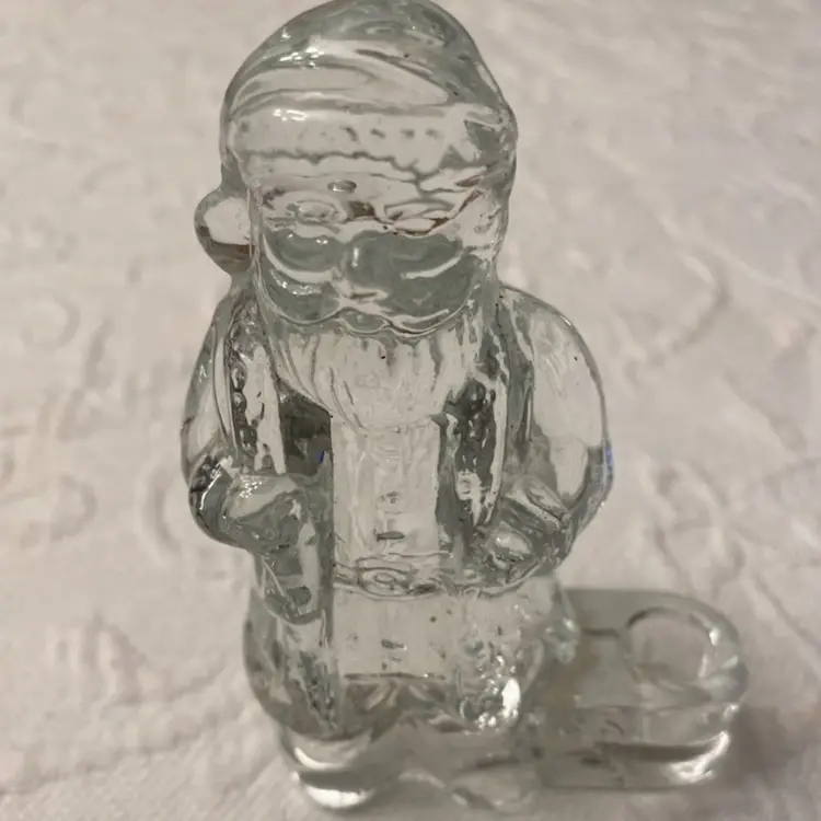 VINTAGE BIEDERMAN CRYSTAL SANTA CANDLE HOLDER