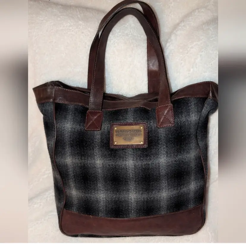 Dolce & Gabbana wool and leather tote bag