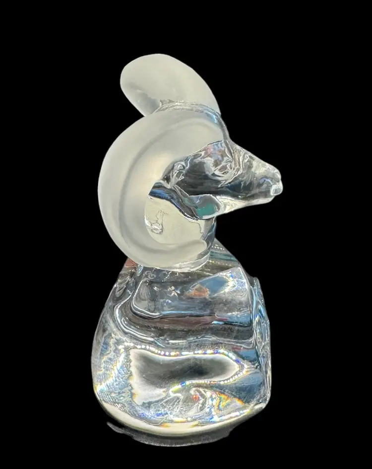 Swarovski Ebeling & Reuss Crystal Ram Head Bust Frosted Horns on Clear Base