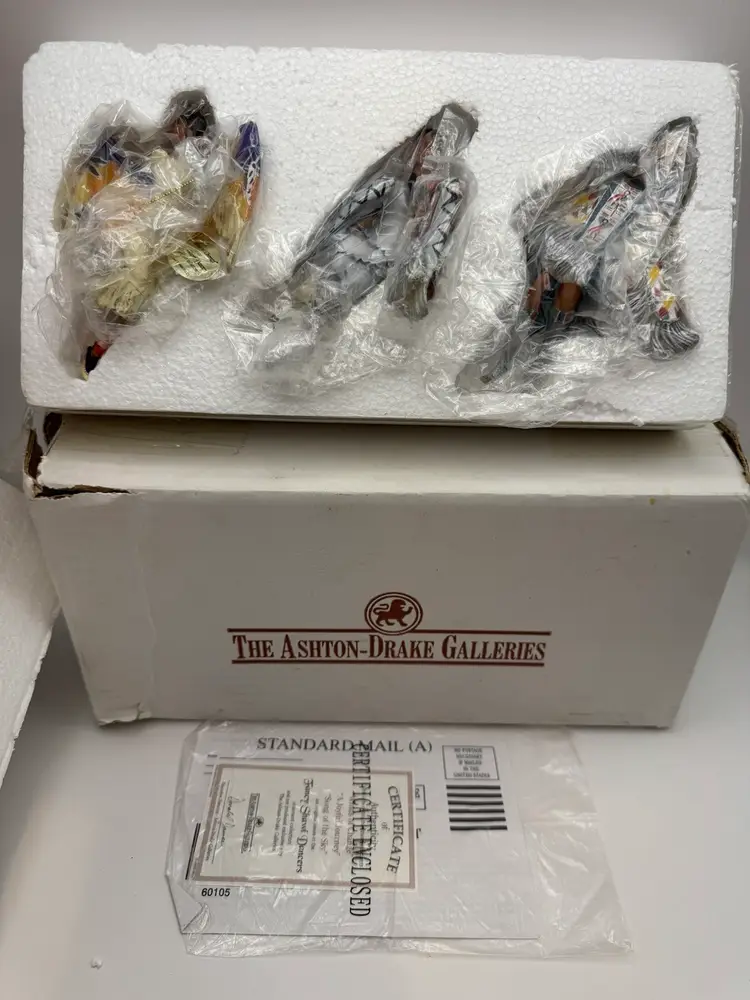Vintage Ashton-Drake Galleries Fancy Shawl Dancers Ornaments Set #4 New In Box 4.75”