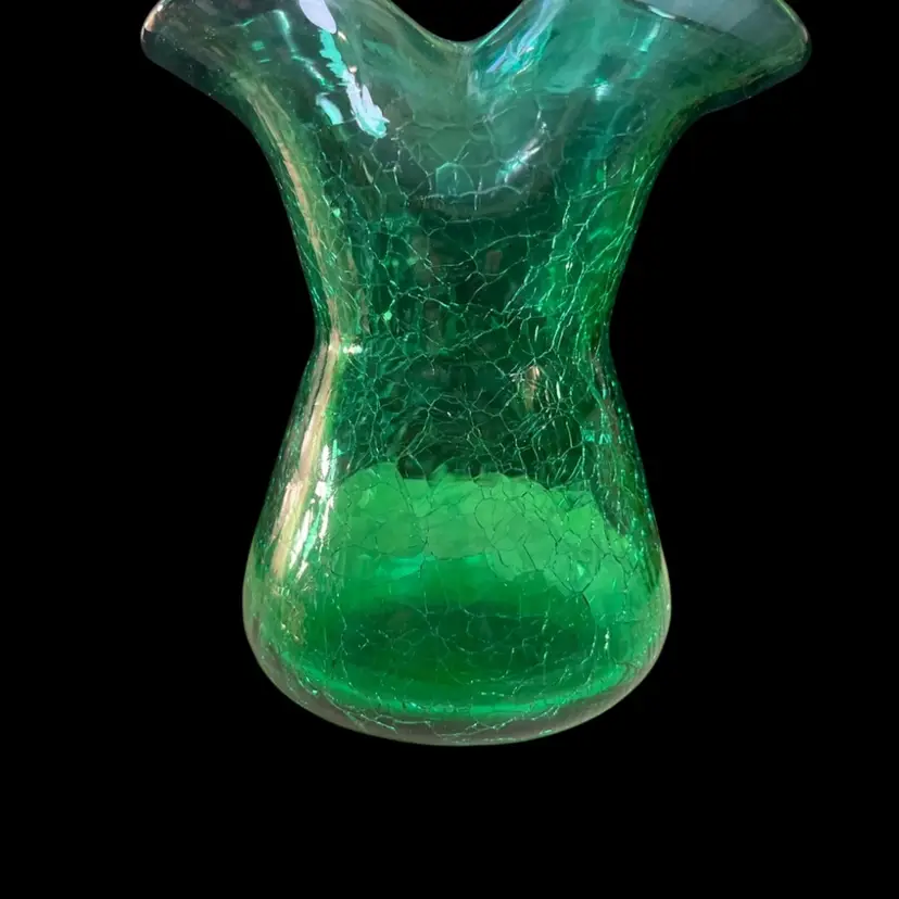 Blenko Small Pinched Double Mouth Crackle Art Glass Vase #415