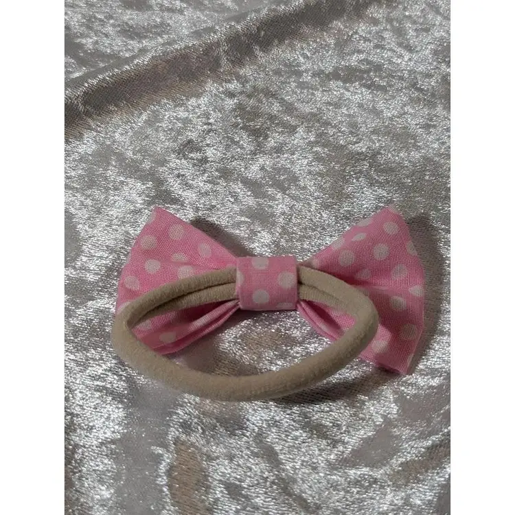 Pigtail Hair Bows - Toddler, Girls, Handmade, Pink Polka Dots