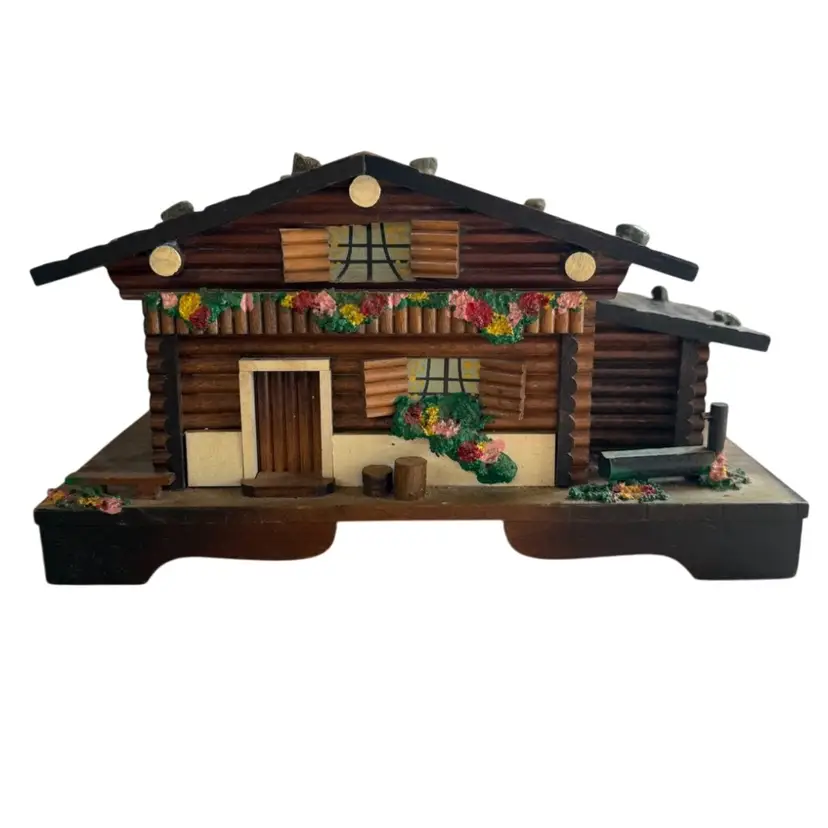 vintage ski chalet music box,  from the 1970s, made in Japan