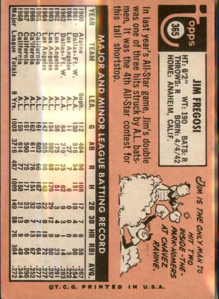 1969 Topps #365 Jim Fregosi - (pk3) - California Angels