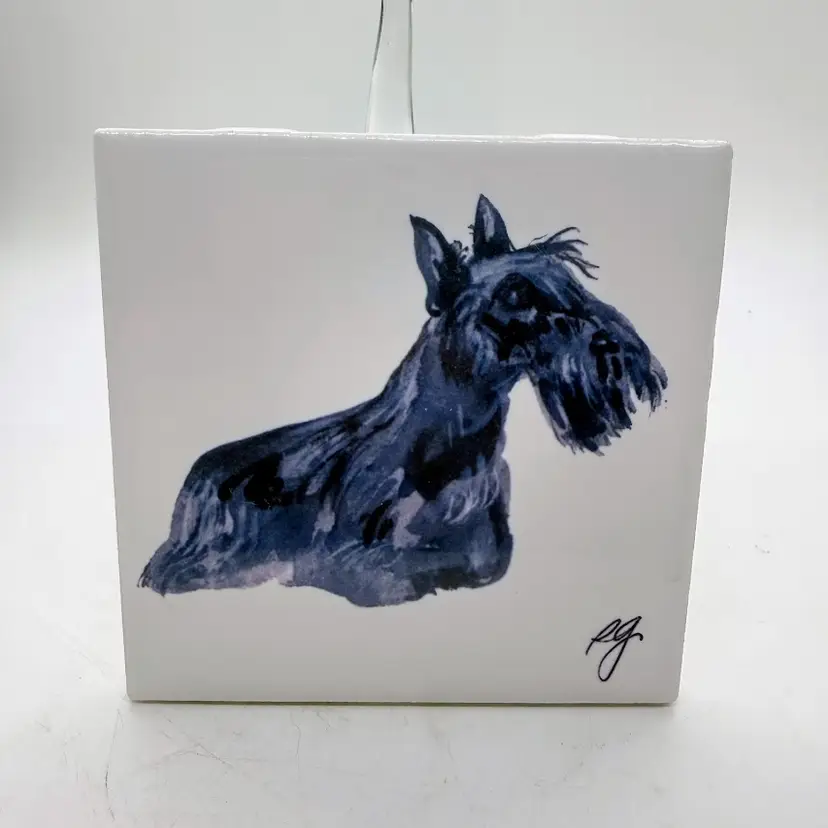Vintage Scottish Terrier Scotti Dog Tile Trivet Coaster Arius Santa Fe 4x4