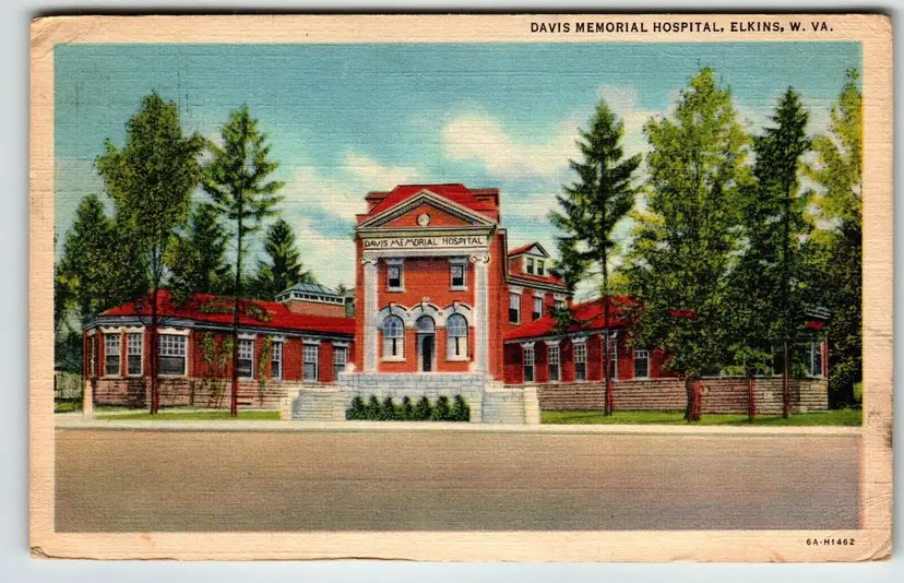 Postcard Davis Memorial Hospital Elkins West Virginia Linen 1947 Curt Teich W VA