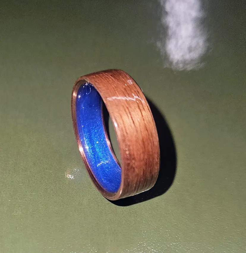 Walnut/copper handmade ring s. 8.5.