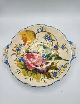 Italian Majolica Rose Plate