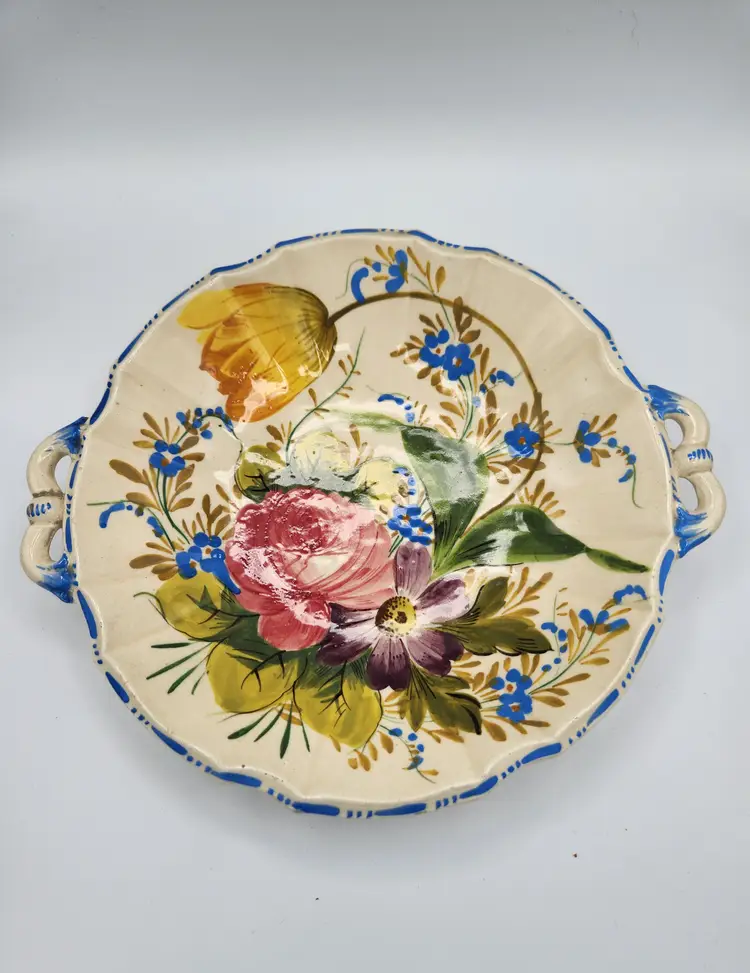 Italian Majolica Rose Plate