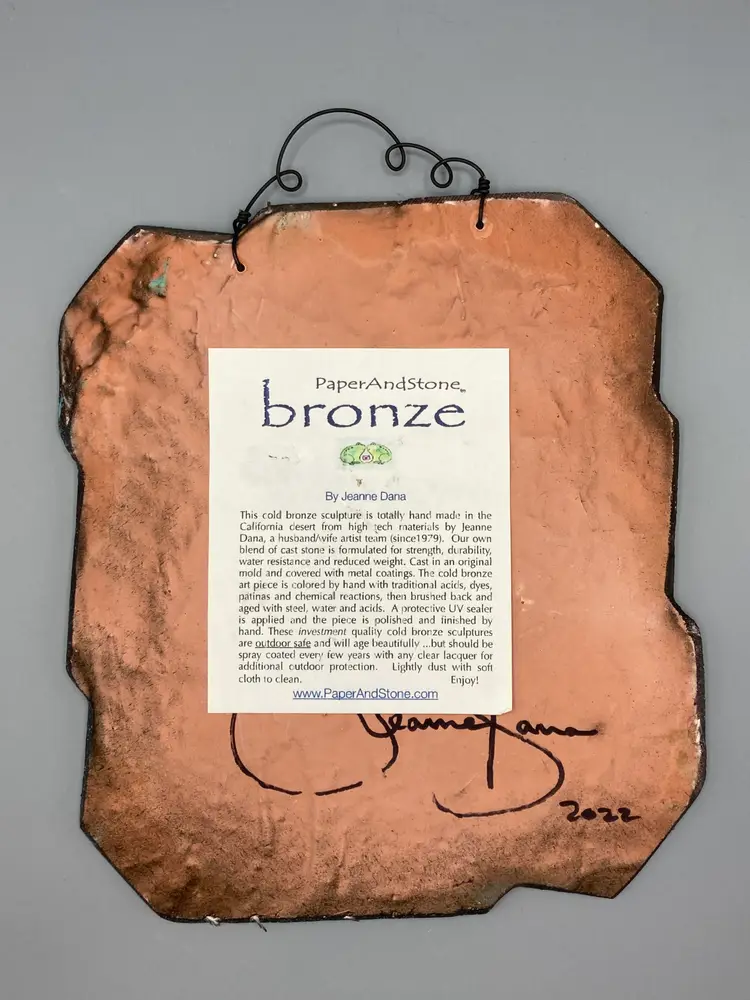 Paper and Stone Cold Bronze Leaf Sculpture Wall Hanging - Artist Signed