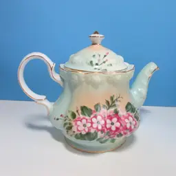 vintage Nantucket floral teapot kitchen decor