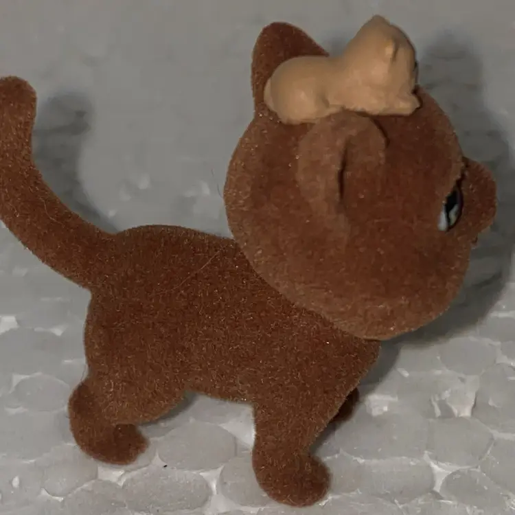 #12- Vintage Flocked Miniature Cat Figurine- Kitty In My Pocket As Pictured