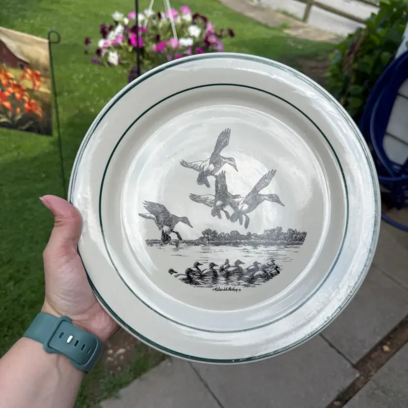 Vintage Richard E Bishop Waterfowl Duck Wild Game Cabincore Farmhouse 10” Plate