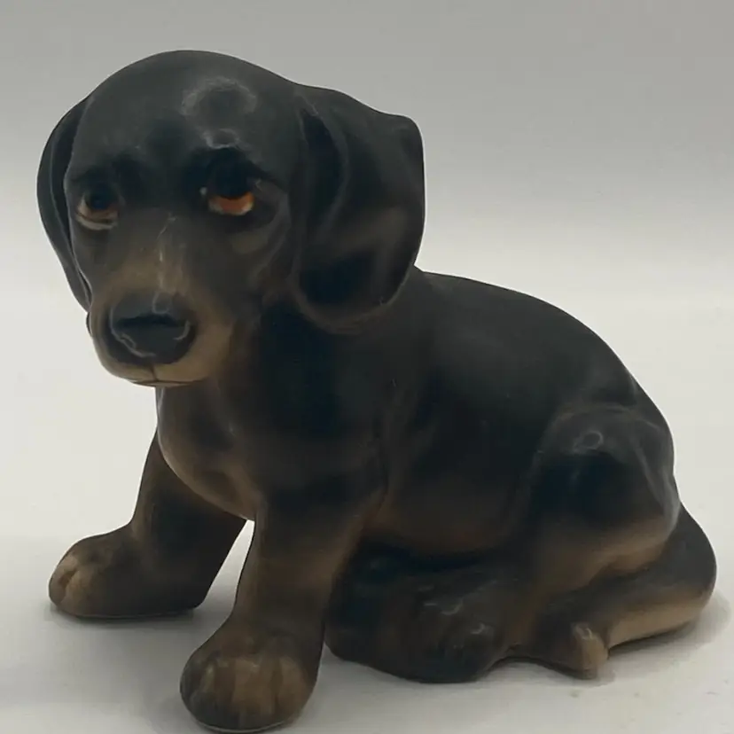 Vintage Ceramic Puppy Dog Figurine, 3 1/4” X 3 1/4”, Made In Japan, Partial Original Sticker