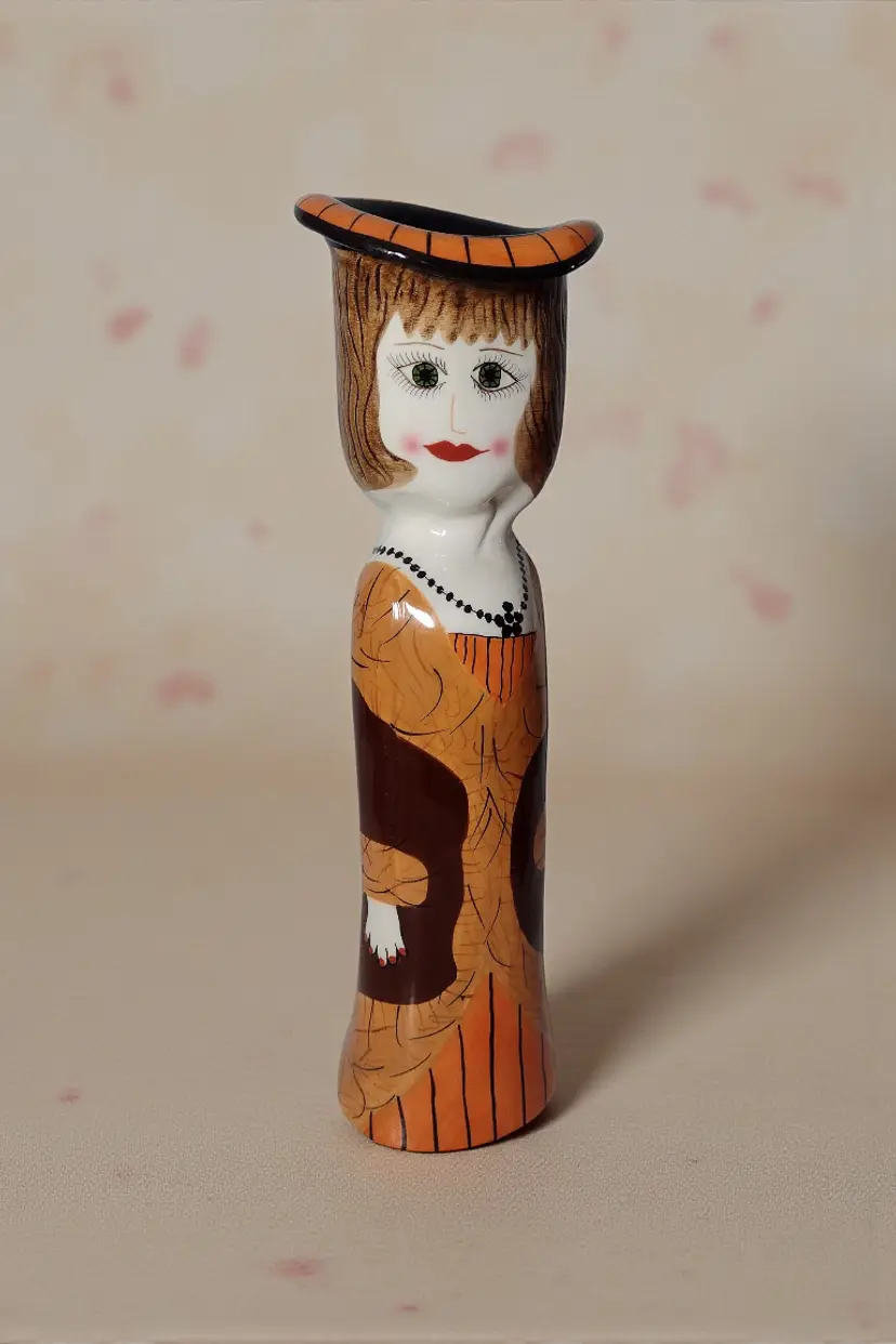 Ganz Susan Paley Luxurious Laurie Porcelain Vase Candleholder Vintage 11" Brown