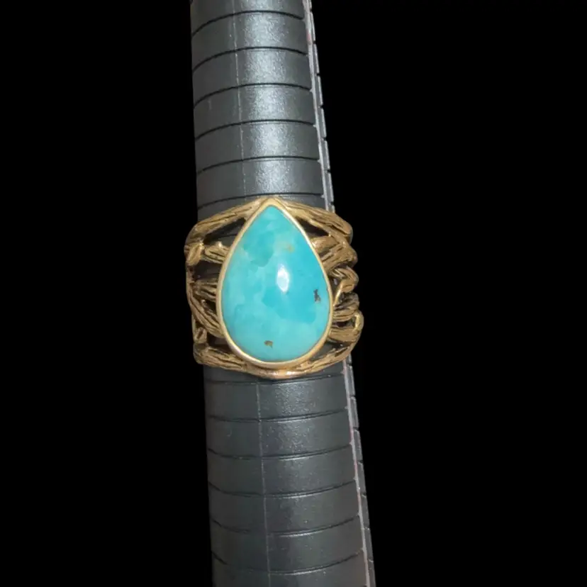 Barse Thai Studio Brand Turquoise Teardrop Ring Size 10.5