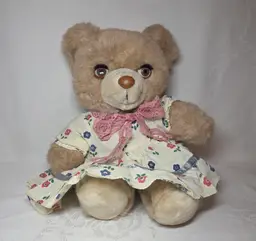 Vintage 1987 Applause Teddy Winks Mommy Bear 13" Floral Dress Plush Stuffed
