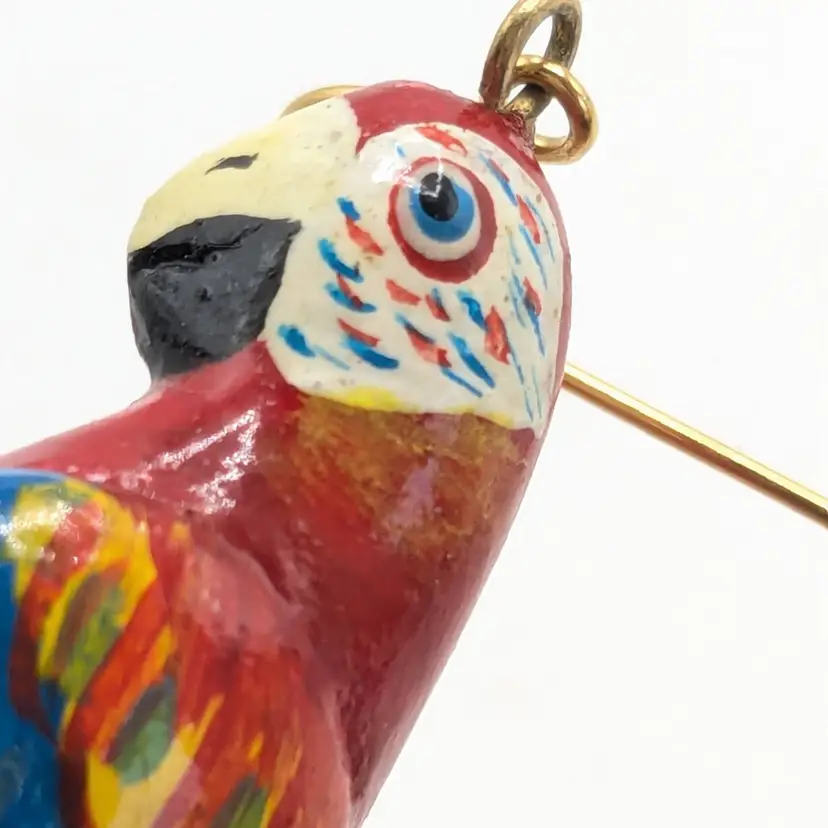 Parrot Earrings Enameled Wood Tropical Bird Jewelry