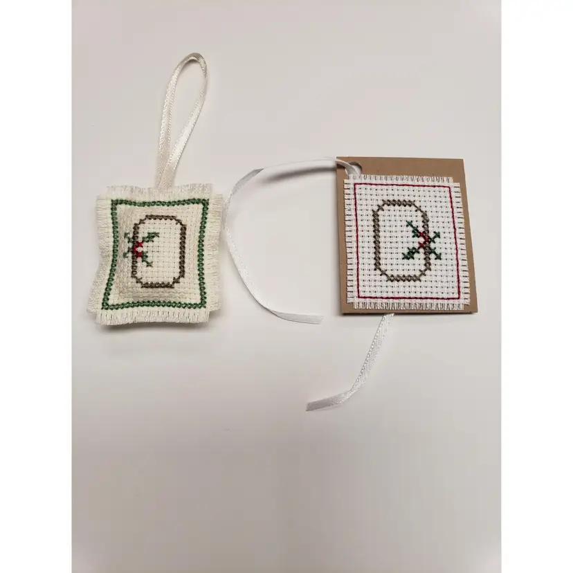New Cross-stitched O Initial Ornament And Gift Tag
