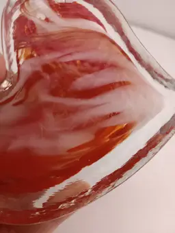 Vintage art glass heart paperweight, signed