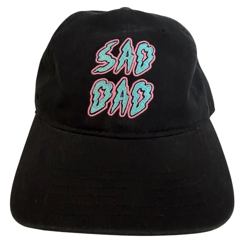 Sad Dad Embroidered Logo Black Cotton Unisex Adjustable Dad Hat by Otto Brand