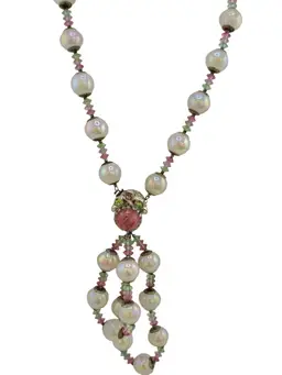 Vintage AB Rare Miriam Haskell AB Glass And Colored Crystal Necklace (A9095)