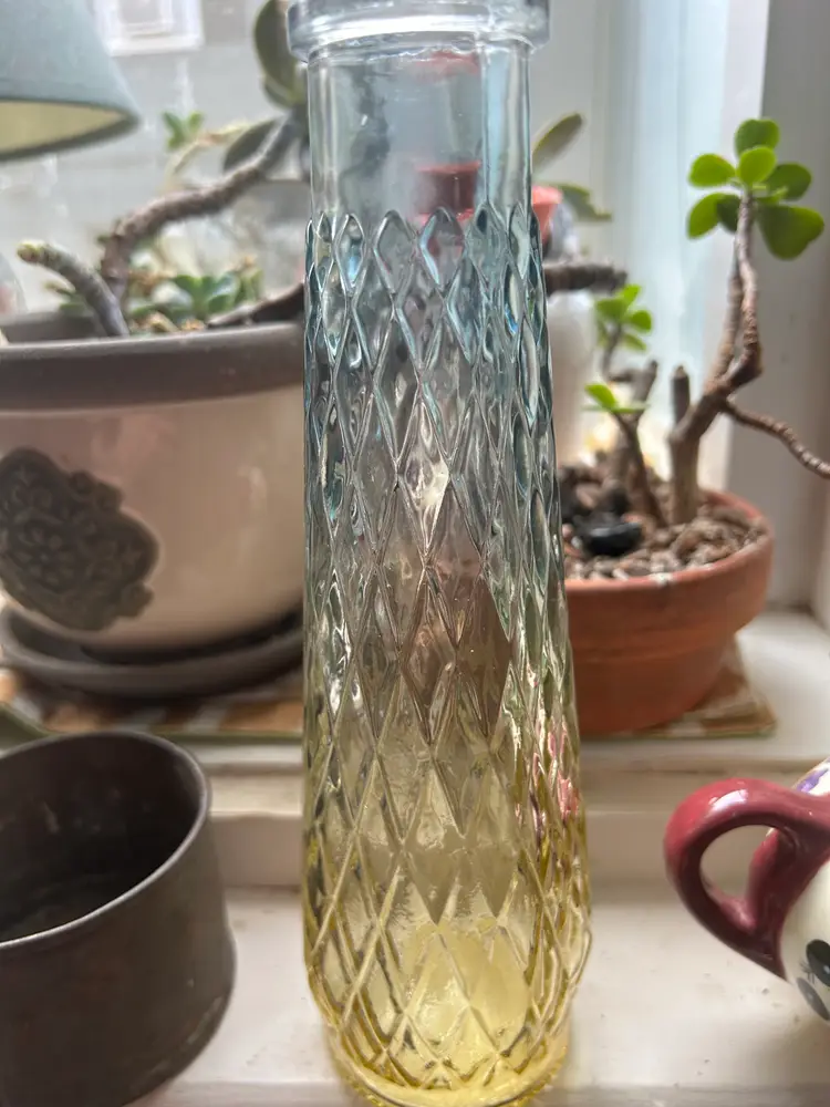 Vintage Diamond Pattern Glass Vase