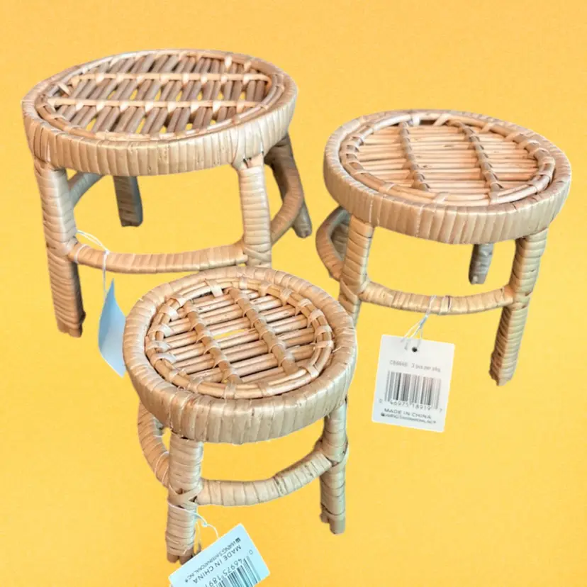 Set Of 3 Wicker Plant /Decor Stands ~ NWT