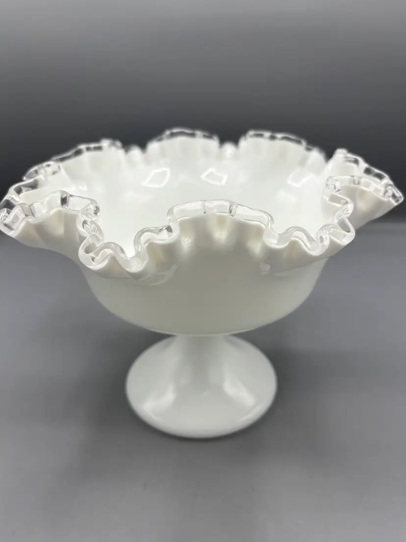 Fenton silver crest milk glass compote