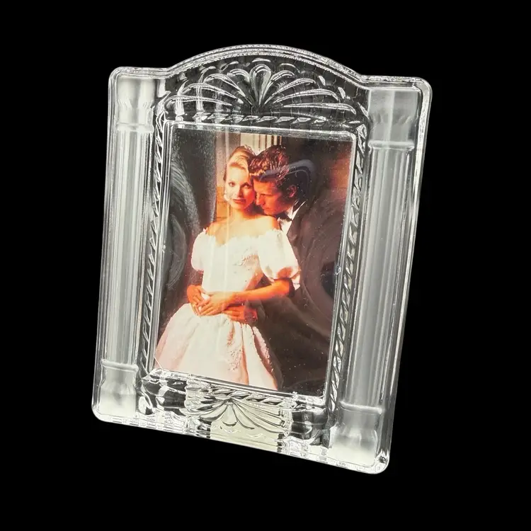 Vintage Mikasa Crystal Picture Frame Cotillion Frost Japan Columns 3”x4”