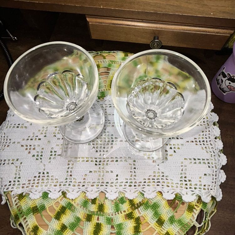 Vintage Federal Wide Panel Cordial Clear Glasses (2)