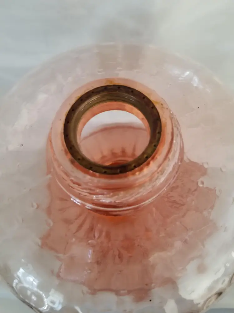 Antique Pink Glass Dot Optic Oil or Kerosene Lamp