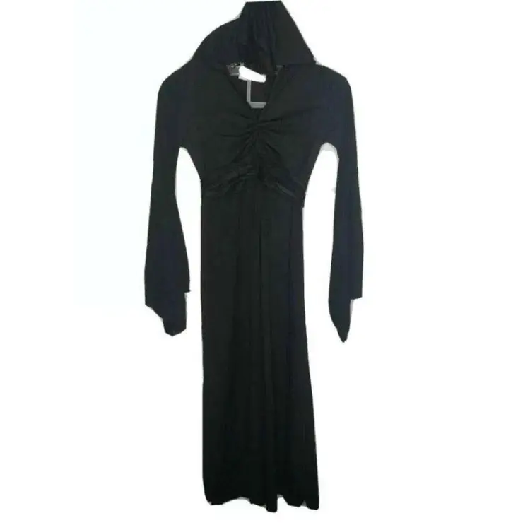 PMG Halloween Childrens Costume Black Robe Large L 8 -10 Hooded Robe w Waist Tie