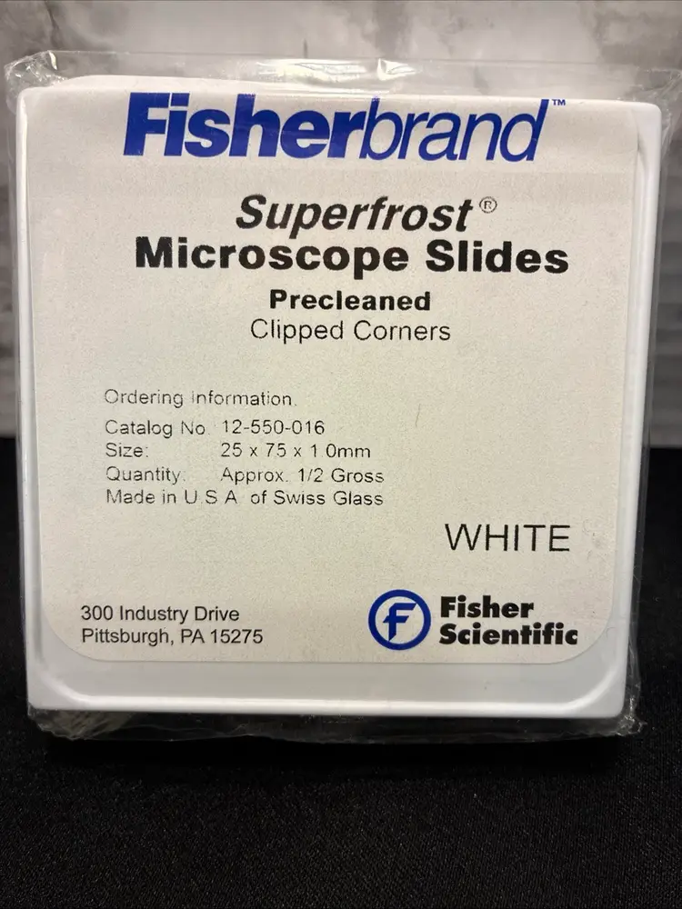 Fisherbrand Superfrost Microscope Slides White 12-550-016 25x75x1mm Swiss Glass