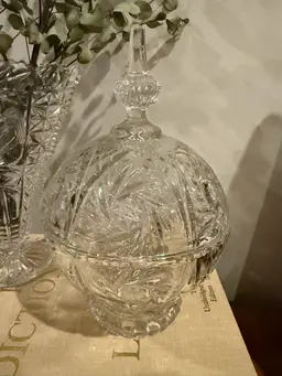 Hand Cut 24% Lead Crystal Covered Candy Dish