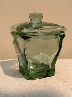 Green Shabby Chic Squared Apothecary Jar Recycled Glass Decorative Container