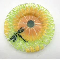 12 - Sydenstricker Fused Glass Dragonfly Daisy 8.5” Plate