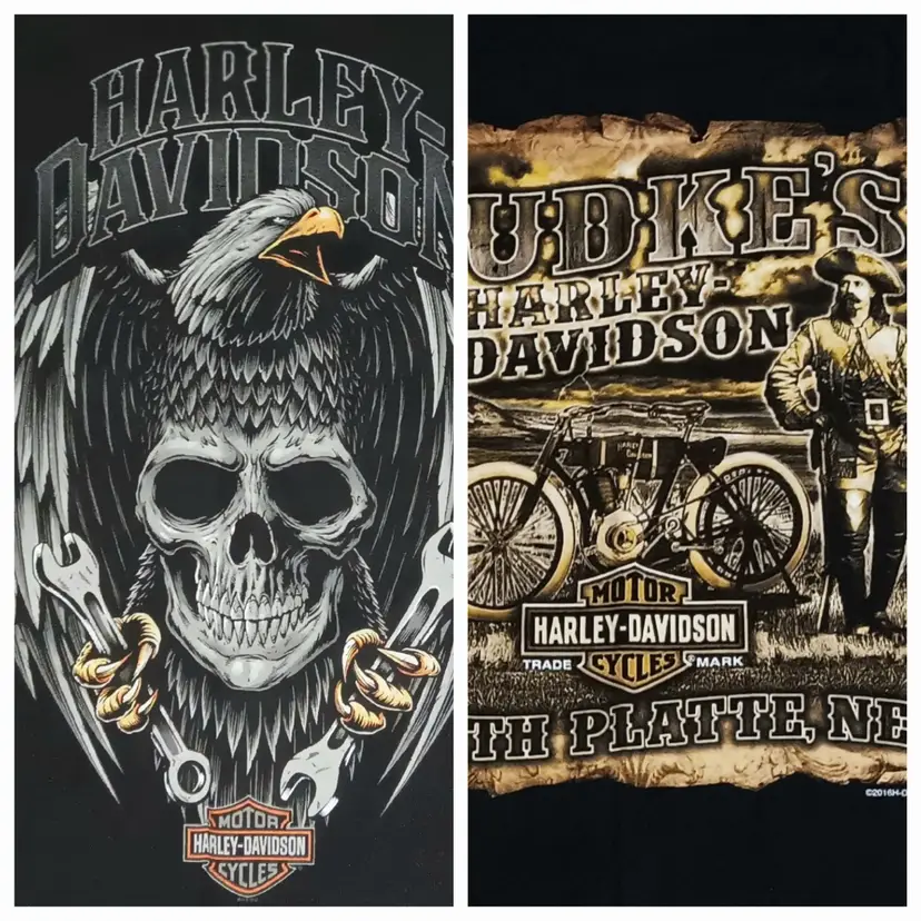 Harley Davidson North Platte t-shirt Skull American Eagle Crossbones Budkes