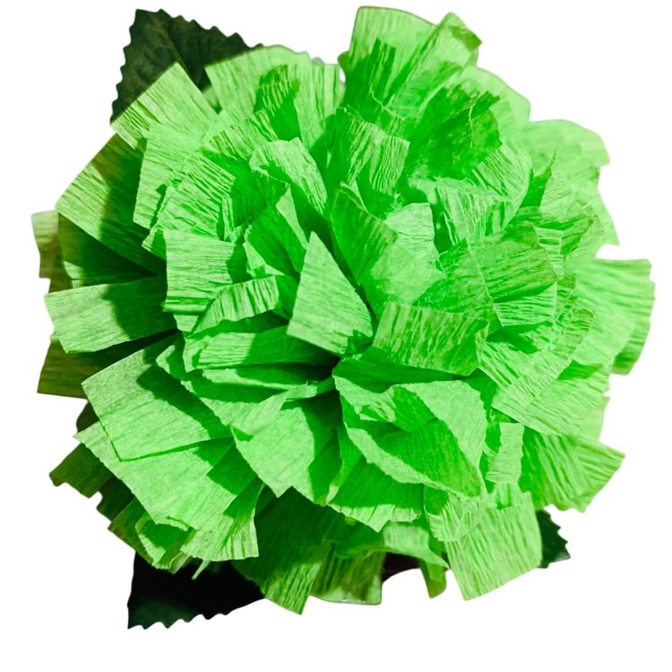 Vibrant Crepe Paper Flowers Made By Me Lime Apple Green Color Marigold Carnation Blossom 3.5-4” Diameter Blossom And 5.5-6” Tall Overall