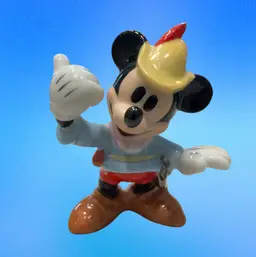 Retro 1990’s Disney Sri Lanka, Mickey Mouse Brave Little Tailor Porcelain Figurine, 2 5/8"