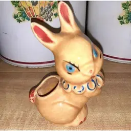 Vintage Tiny Grumpy Bunny planter/ toothpick holder